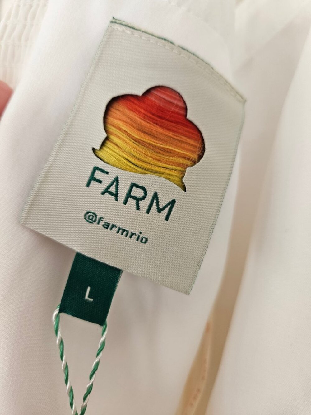 FARM Rio Garden Off White 3D Flower Linen Midi Dress SZ L NWT *Flaw* - Picture 4 of 16